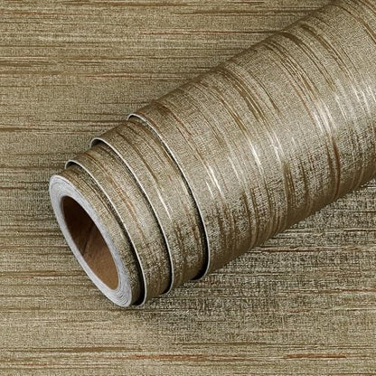 Livelynine Gold Grasscloth Peel and Stick Wallpaper Textured Accent Wall Paper for Bedroom Bathroom Living Room Renter Friendly Kitchen Vinyl Wrap for Cabinets Dark Brown Gold Contact Paper Waterproof - size: 15.8" x 78.8"