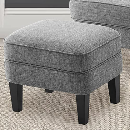 Rosevera Accent Chair and Ottoman Set - Button Tufted Armchair for Living Room, Bedroom, Reading - Mid-Century Modern Lounge Chair Set - Gray - color: Polyester Light Grey With Ottoman