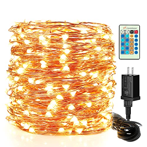 LED String Lights, 99ft 300 LEDs Fairy Lights Plug in, Dimmable Outdoor Tree Lights, UL-Listed Warm White Copper String Lights Remote Control for Room Garden Party Christmas Festival Decor - color: 99FT Warm White with Remote