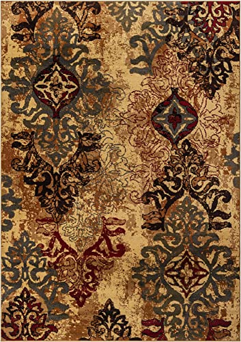 Unique Loom Barista Collection Area Rug - Congencis (7' 1" x 10' Rectangle, Beige/Blue) - size: 7'1" x 10' (Rectangular)