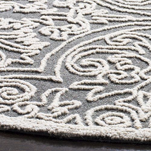SAFAVIEH Trace Collection 4' Round Dark Grey/Light Grey TRC101A Handmade Premium Wool Entryway Foyer Living Room Bedroom Kitchen Area Rug - color: Dark Grey/Light Grey, size: 4' (Round)