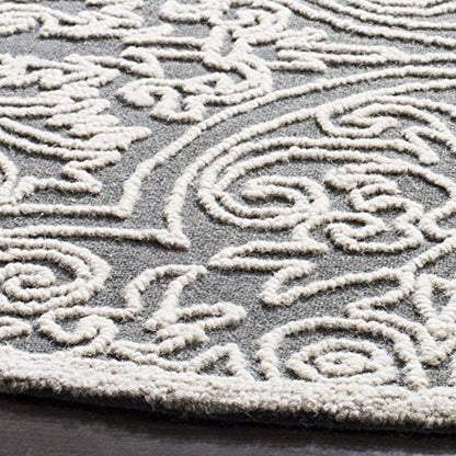 SAFAVIEH Trace Collection 4' Round Dark Grey/Light Grey TRC101A Handmade Premium Wool Entryway Foyer Living Room Bedroom Kitchen Area Rug - color: Dark Grey/Light Grey, size: 4' (Round)