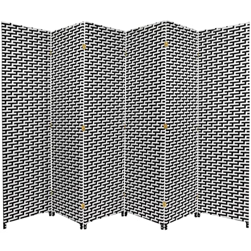 Red Lantern 6 ft. Tall Woven Fiber Room Divider - Black/White - 6 Panel - color: Black/White, size: 6 Panel