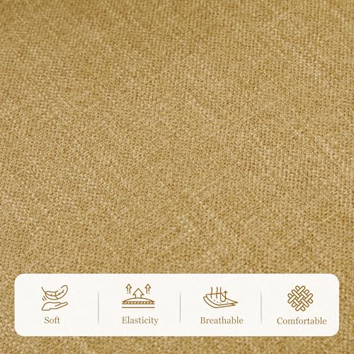 HUIMO Accent Chair, Tufted Upholstered Club Chair, Mustard Yellow | Tufted upholstered club chair with lumbar pillow and solid wood legs. Suitable for living rooms, bedrooms, and reading nooks. - color: Yellow