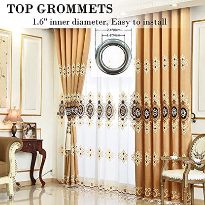 Simple Chenille Jacquard Sheer Window Elegance Curtains/Drapes/Panels/Treatments for Bedroom Living Room, 54 x 84 Inch, Top Grommets(2 Panels) - color: Coffee-sheer, size: 54"W x 84"L (Pack of 2)