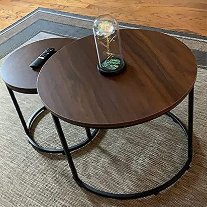 Nesting Coffee Table Rustic Brown 2 Sets for Small Place Engineered Wood Sofa End Side Table for Living Room Cabin Bed Room Dining Room - color: Rustic Brown