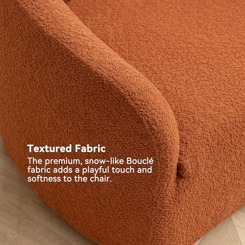 KINWELL 32" Wide Swivel Barrel Chairs Set of 2, Boucle Upholstered Swivel Accent Chairs, Mid-Century 360 Degree Swivel Chairs, No Assembly Round Armchairs for Living Room, Bedroom (Caramel) - color: Caramel, style: Set of 2