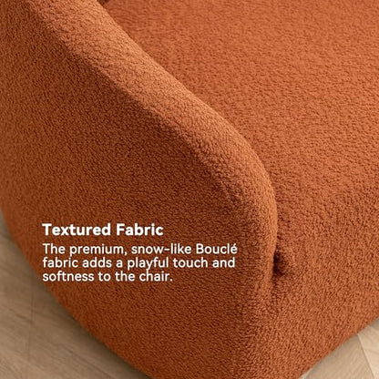 KINWELL 32" Wide Swivel Barrel Chairs Set of 2, Boucle Upholstered Swivel Accent Chairs, Mid-Century 360 Degree Swivel Chairs, No Assembly Round Armchairs for Living Room, Bedroom (Caramel) - color: Caramel, style: Set of 2