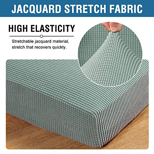 H.VERSAILTEX Super Stretch Individual Seat Cushion Covers Sofa Covers Couch Sets Slipcover Thick Jacquard Textured Twill Fabric (2 Piece Large Sofa Cushion Covers, Sage) - color: Sage, size: 2 Cushion Sofa
