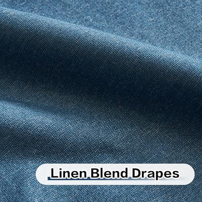 Denim Blue Blackout Pinch Pleated Curtains 102 Inches Long 1 Panel Lightweight Thermal Insulated Faux Linen Curtains with Hooks Room Darkening for Living Room 60W x 102L Inch - color: Denim Blue, size: 60"W x 102"L (Pack of 1)