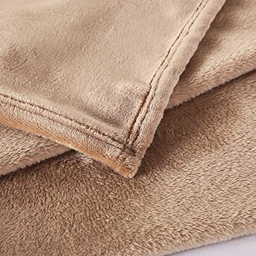 TASTHROW Large Flannel Fleece Throw Blanket, 50×70 Inch | Cozy Lightweight Thick Blanket - All Seasons Suitable for Women, Men and Kids (Light Coffee) - color: Light Coffee, size: 50"x70"