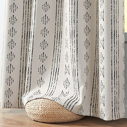 jinchan Boho Blackout Curtains 63 Inch Length for Bedroom Living Room | Black on Beige Geometric Grommet Curtains Room Darkening Thermal Insulated Window Treatments 2 Panels - color: Boho | Black on Beige, size: 52"W x 63"L (Pack of 2)