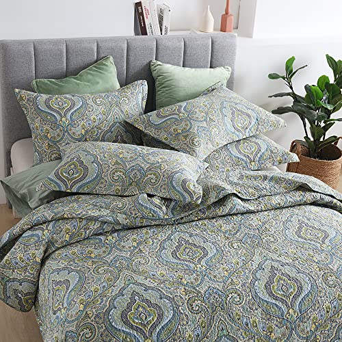 Autumn Dream Cotton Bedspread Quilt Sets, 3 Pieces Reversible Comforter Coverlet Sets,Classical Damask Paisley,Queen Size - color: Classical Damask, size: Queen (90 by98inch)