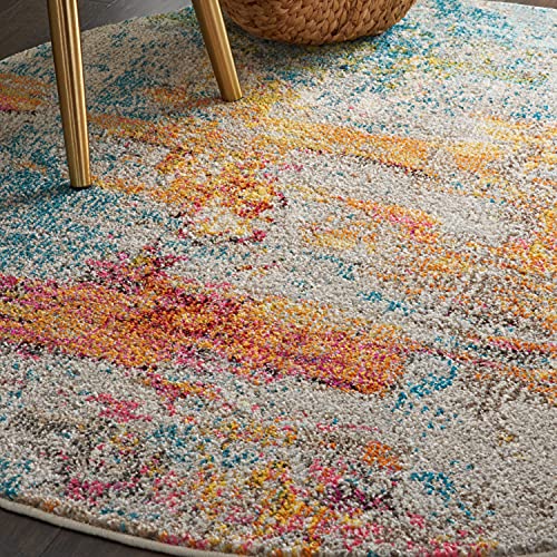 Nourison Home Celestial Sealife 4' x Round Area Rug - Easy Clean, Non Shedding, Bed Room, Living Room, Dining Room, Kitchen (4' x Round) - color: Sealife, size: 4' (Round)