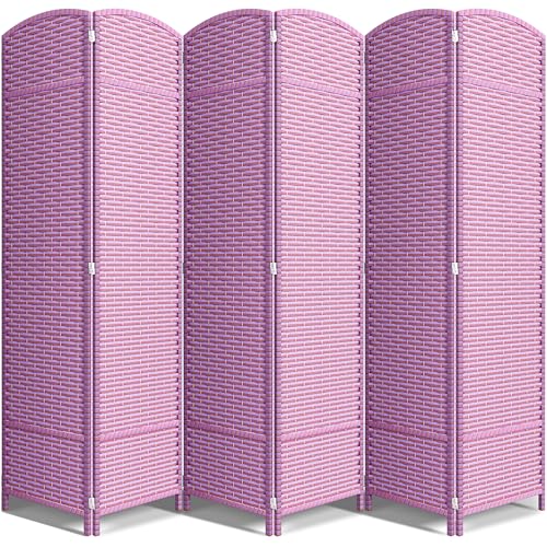 Sorbus 6 Panel Room Divider 6 ft. Tall - Privacy Screen, Extra Wide Double Hinged Panels, Mesh Hand-Woven Design, Partition Room Dividers and Folding Privacy Screens, Wall Divider for Room Separation - color: Pink Purple, size: 6 Panel