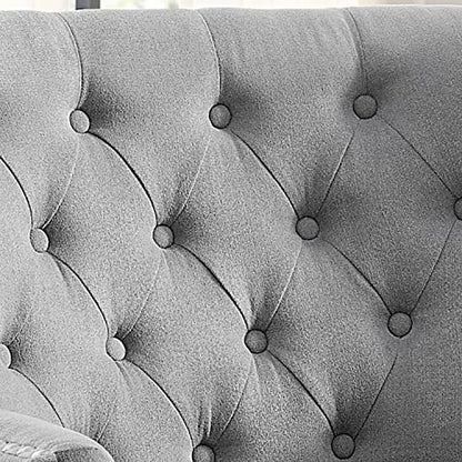 Rosevera Accent Chair and Ottoman Set - Button Tufted Armchair for Living Room, Bedroom, Reading - Mid-Century Modern Lounge Chair Set - Gray - color: Velvet Grey With Ottoman
