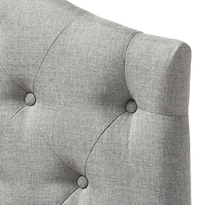 Baxton Studio Myra Modern and Contemporary Grey Fabric Upholstered Button-Tufted Scalloped Twin Size Headboard - color: Gray, size: Twin