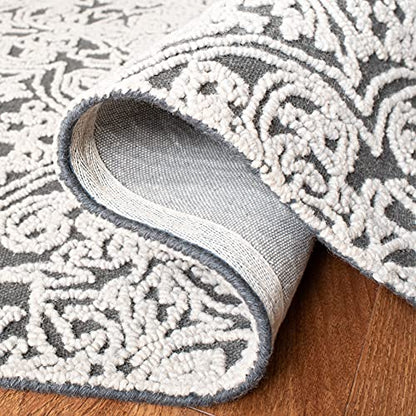 SAFAVIEH Trace Collection 4' Round Dark Grey/Light Grey TRC101A Handmade Premium Wool Entryway Foyer Living Room Bedroom Kitchen Area Rug - color: Dark Grey/Light Grey, size: 4' (Round)