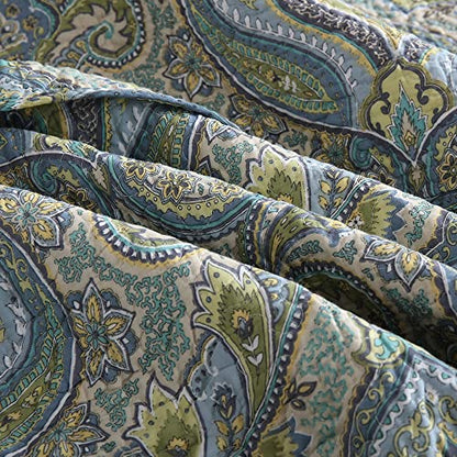 Autumn Dream Cotton Bedspread Quilt Sets, 3 Pieces Reversible Comforter Coverlet Sets,Classical Damask Paisley,Queen Size - color: Classical Damask, size: Queen (90 by98inch)