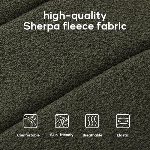 Zihanhome 52.7" Bedroom Bench for End of Bed, Modern Upholstered Teddy Fabric Entryway Bench & Dining Bench, Footrest Stool Bench with Solid Wood Frame for Bedroom, Living Room (Green) - color: Green