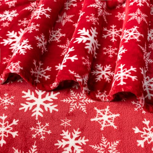 PAVILIA Christmas Throw Blanket | Red Snowflake Christmas Fleece Blanket | Soft, Plush, Warm Winter Cabin Throw, Twin 60x80 (Red/White Snowflake) - color: Snowflake Red, size: 60 x 80 Inches - Twin