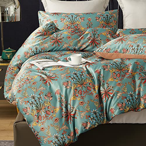 Cupocupa Duvet Cover Queen Size Set Boho Floral Pattern Queen Size Bed Vintage Soft Bedding Leaf Print Paisley Duvet Cover with Pillowcases - color: Multicolor, size: Queen