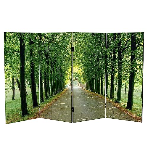 Red Lantern Double Sided Path of Life Canvas Folding Screen, 3 Foot - 4 Panel - size: 3 Foot - 4 Panel