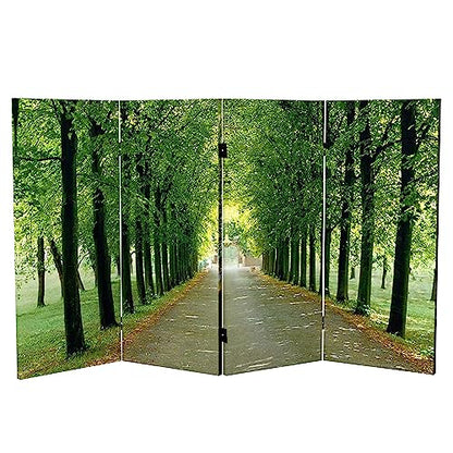 Red Lantern Double Sided Path of Life Canvas Folding Screen, 3 Foot - 4 Panel - size: 3 Foot - 4 Panel
