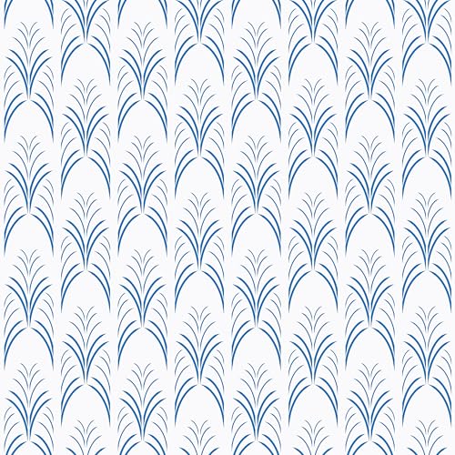Blue White Geometric Peel and Stick Wallpaper Removable Abstract Vertical Striped Wallpaper Prepasted Boho Geometric Wall Mural 17.7"x160" Waterproof Blue Contact Paper for Bathroom Nursery