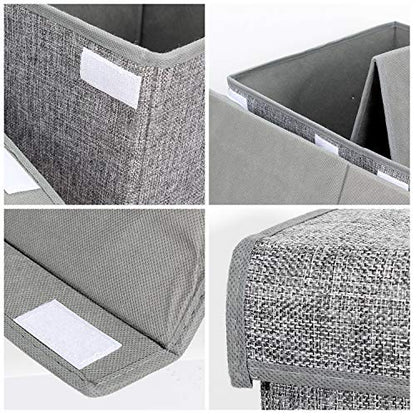 2 Pack Large Toy Box Storage with Lid, Collapsible Sturdy Toy Chest Storage | Toy Chest with Rivets Handles for Kids, Boys, Girls, Nursery, Playroom, Living Room, Bedroom, 25"x 13" x 16" (Linen Gray) - color: 2 Pack Large Grey