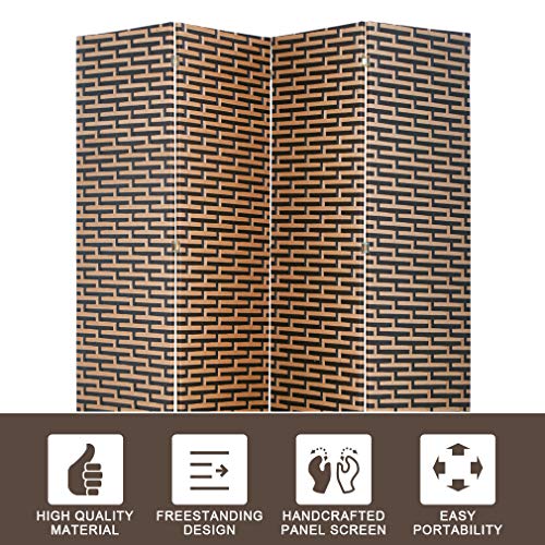 Room Divider Wood Screen 4 Panel Wood Mesh Woven Design Room Screen Divider Folding Portable Partition Screen Screen Wood for Home Office - color: Stack, size: 4 Panel