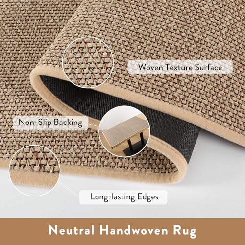Lahome Farmhouse Carpet Runners for Hallway 6ft, 2x6 Washable Runner Rug Non Slip for Entryway Indoor, Neutral Non Shedding Kitchen Mats for Floor Entry Bathroom, Beige - color: Beige/Khaki, size: 2' x 6'
