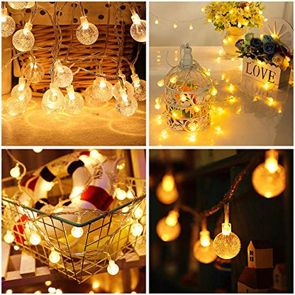 Globe String Lights Plug in, 10ft 20 LED Globe Crystal Ball Warm White Fairy Lights for Birthday Holiday Christmas Wedding Party Home Decoration