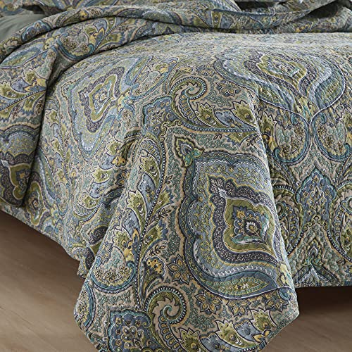 Autumn Dream Cotton Bedspread Quilt Sets, 3 Pieces Reversible Comforter Coverlet Sets, Classical Damask Paisley,King Size - color: Classical Damask, size: King (96by108 inch)