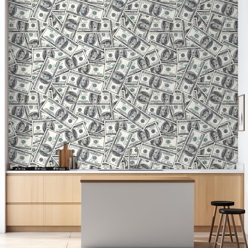 wall26 Wall Sticker/Wall Mural 100 Dollar Bills Collage Background, Not Peel and Stick, Non-Woven Wallpaper Decorative for Bedroom, Living Room, Office - 48x72 inches - color: 100 Dollar Bills Collage, size: 48"x72" Premium Non-woven
