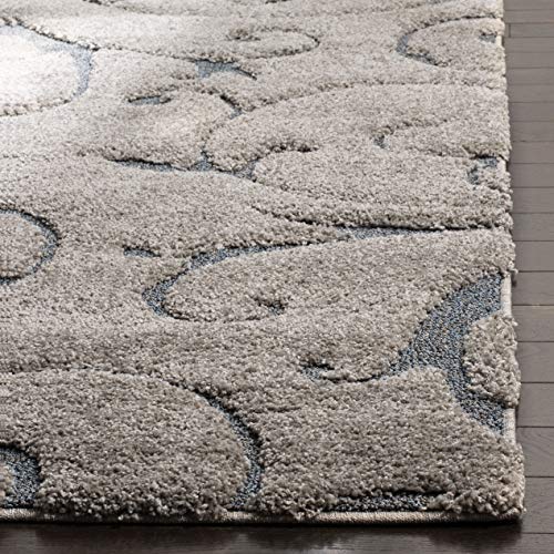 SAFAVIEH Florida Shag Collection Accent Rug - 2'3" x 4', Grey & Light Blue, Scroll Design, Non-Shedding & Easy Care, High-Low Plush Pile, Ideal for Bedroom, Foyer, Hallway (SG455-1160) - color: Grey/Light Blue, size: 2'3" x 4' (Rectangular)