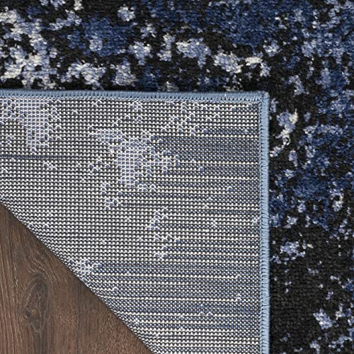 Nourison Home Passion Light Blue/Black 2'2'' x 10' Area-Rug, Modern, Abstract, Easy-Cleaning, Non Shedding, Bed Room, Living Room, Dining Room, Kitchen, (10' Runner) - color: Light Blue Black, size: 2'2" x 10' (Runner)