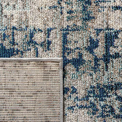 SAFAVIEH Madison Collection Runner Rug - 2'2" x 6', Grey & Blue, Modern Abstract Design, Non-Shedding & Easy Care, Ideal for High Traffic Areas in Living Room, Bedroom (MAD460K) - color: Grey/Blue, size: 2'2" x 6' (Runner)