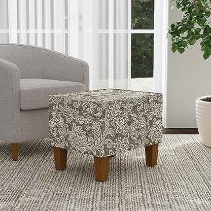 HomePop 22" Modern Rectangular Storage Ottoman - Brown Jacobean Print - color: Brown Jacobean Print