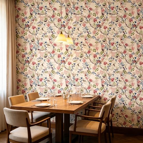 Pink Flowers Peel and Stick self Adhesive Wallpaper Floral - 96''x32'' - color: X18, size: 96"x32"