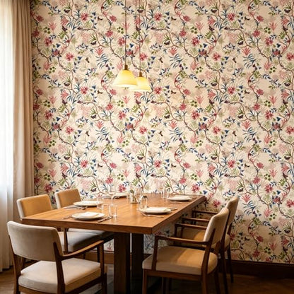 Pink Flowers Peel and Stick self Adhesive Wallpaper Floral - 96''x32'' - color: X18, size: 96"x32"