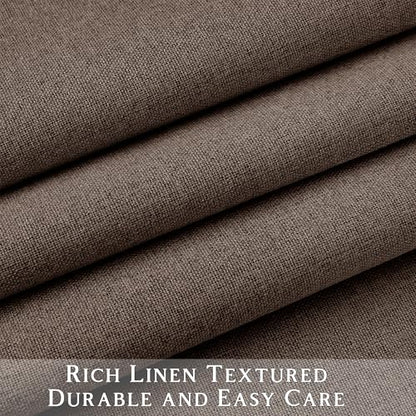 ChrisDowa Brown Blackout Curtains 45 Inches Long 2 Panels for Bedroom | Room Darkening,Light Blocking,Thermal Insulated,Faux Linen,Farmhouse,Grommet,Window Treatment,Drapes,Living Room,52x45 - color: Brown, size: 52"W x 45"L (Pack of 2)