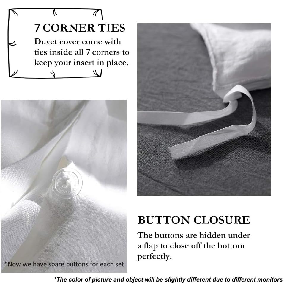Simple&Opulence 100% Linen Duvet Cover Set with Embroidery Border Washed - 2 Pieces (1 Duvet Cover & 1 Pillow Sham) with Button Closure Soft Breathable Farmhouse - White, Twin Size - color: White, size: Twin
