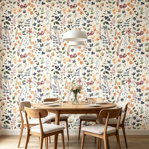 Flowers Peel and Stick self Adhesive Wallpaper Floral - 96''x32'' - color: X04, size: 96"x32"