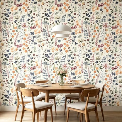 Flowers Peel and Stick self Adhesive Wallpaper Floral - 96''x32'' - color: X04, size: 96"x32"