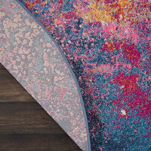 Nourison Home Passion 5' x Round Multicolor Fabric Modern Area Rug (5' Round) - color: Sunburst, size: 5'3" (Round)