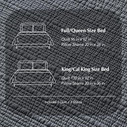 EVERGRACEHOME Cotton Sateen Channel Quilt Set, King Size, Midnight Blue | 100% Cotton, Pre-Washed Soft Coverlet Bedspread, 3-Piece Refined Channel Stitch Bedding Set for All Season, 2 Pillow Shams - color: Midnight Blue - Refined Channel, size: King (110"