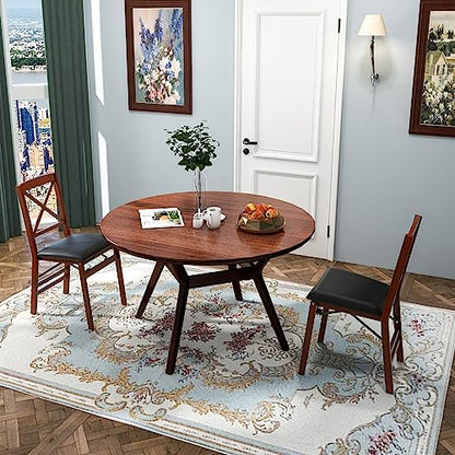 GIANTEX Folding Dining Chairs Set of 4, Foldable Wood Kitchen Chairs with Padded Seat, Solid Wood Frame, Max Load 400 Lbs, No Assembly Easy to Store Wooden Dining Chairs for Apartment, Small Space - color: Walnut-x Back