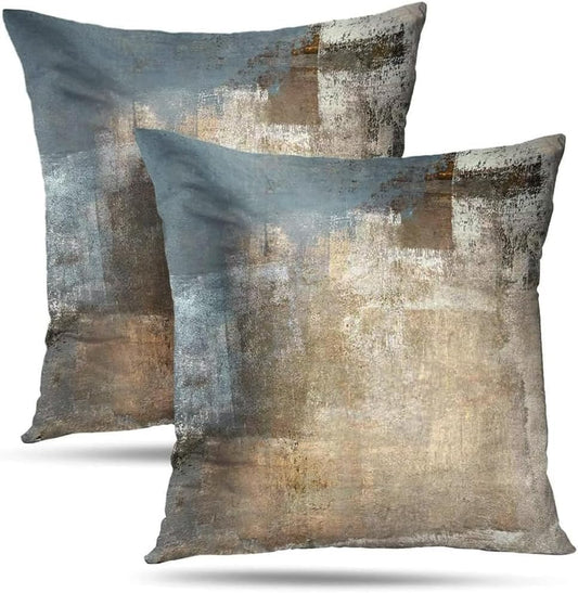 Throw Pillow Covers for Couch, 16x16 Inch, Set of 2, Beige Grey | Decorative Throw Pillow Covers Cushion Covers for Couch Bedroom Sofa Living Room - color: Grey and Beige, size: 16" x 16" (Pack of 2)