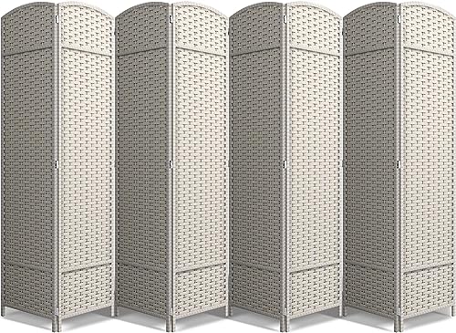 Sorbus 8 Panel Room Divider 6 ft. Tall - Privacy Screen, Extra Wide Double Hinged Panels, Mesh Hand-Woven Design, Partition Room Dividers and Folding Privacy Screens, Wall Divider for Room Separation - color: Beige, size: 8 Panel